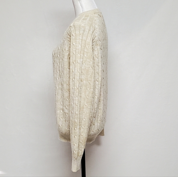 Rare Vintage 60s Onbian Butter Yellow Corded Knit Fisherman Sweater Crewneck Med - Picture 5 of 11